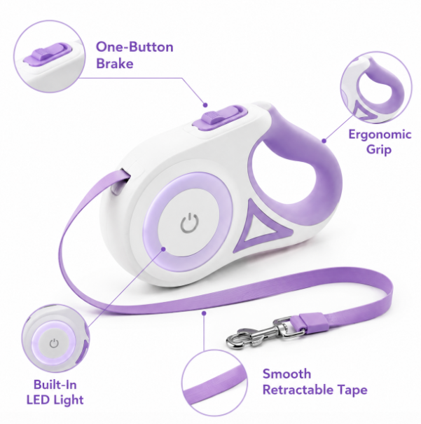 PetDrive LED Retractable Dog Leash with Collar – 3M/5M