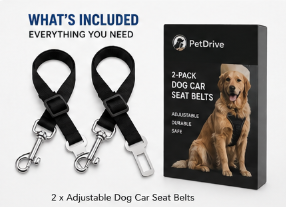 PetDrive Premium 2-Pack Adjustable Dog Car Seat Belts