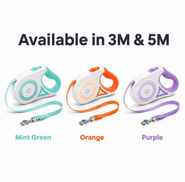 PetDrive LED Retractable Dog Leash with Collar – 3M/5M